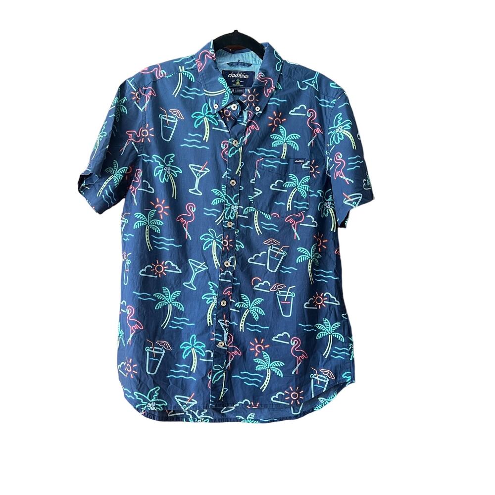 NWT Chubbies Men's The One Man Wolf Pack Friday Shirt Navy Novelty Size M